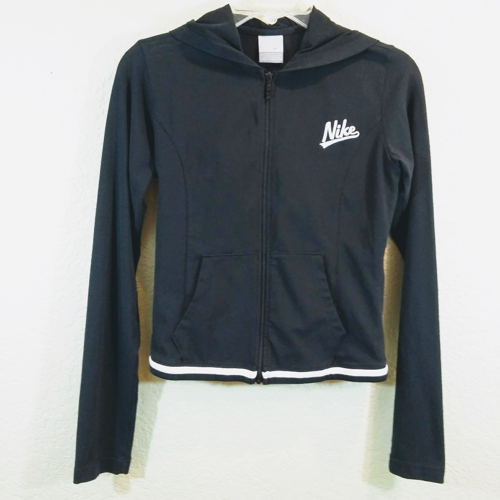 Nike Small Black Athletic Sports Hooded Jacket